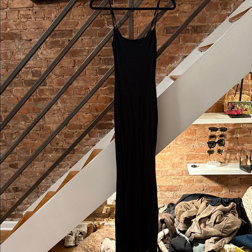 SKIMS Black Maxi Dress with Spaghetti Straps